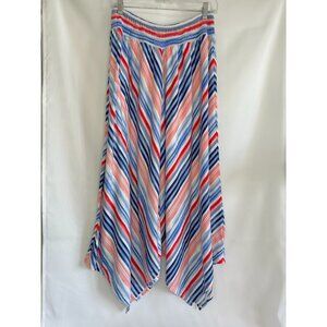 Time and Tru Handkerchief Hem Maxi Skirt - Red/White/Blue Stripe - Size Medium